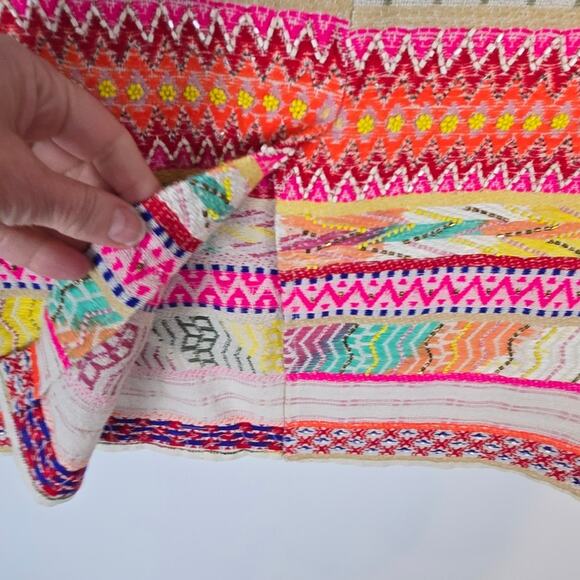 Lulus Tropical Dream Cream Multi Embroidered Beaded Tie Strap Midi Dress M NEW - Picture 8 of 13